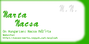 marta nacsa business card